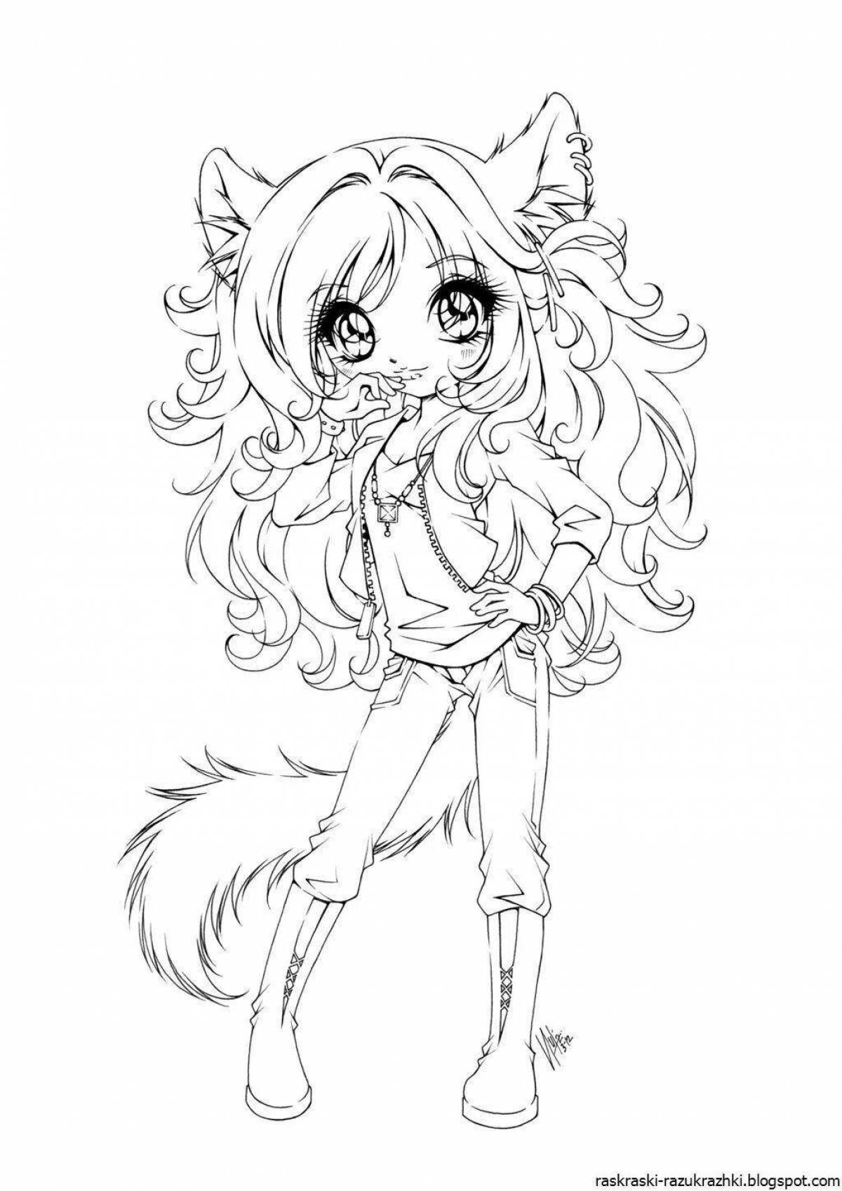 Dazzling anime animal coloring pages for girls