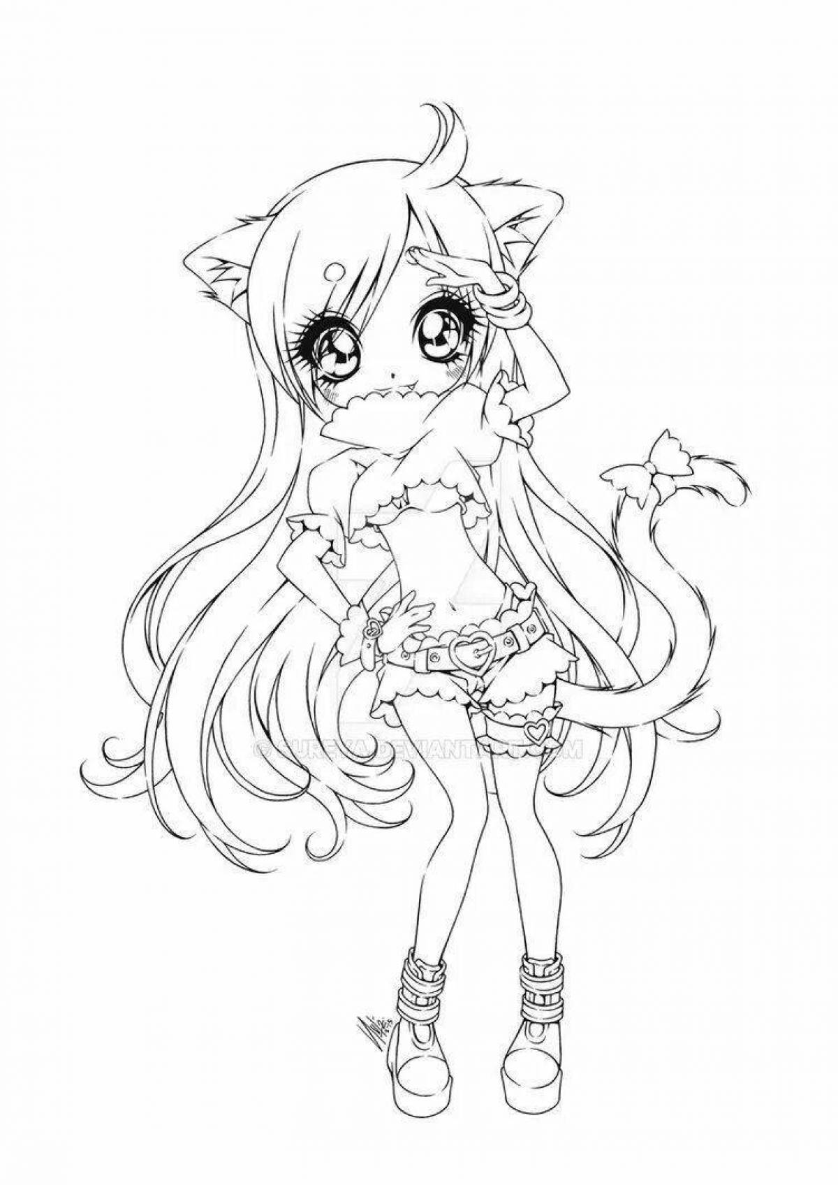 Funny anime animal coloring pages for girls