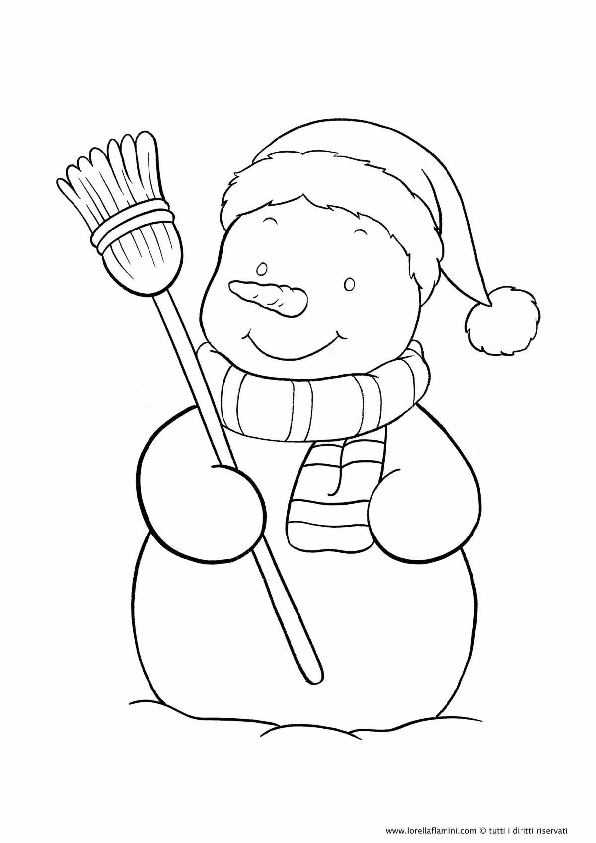 Live coloring funny snowman for kids
