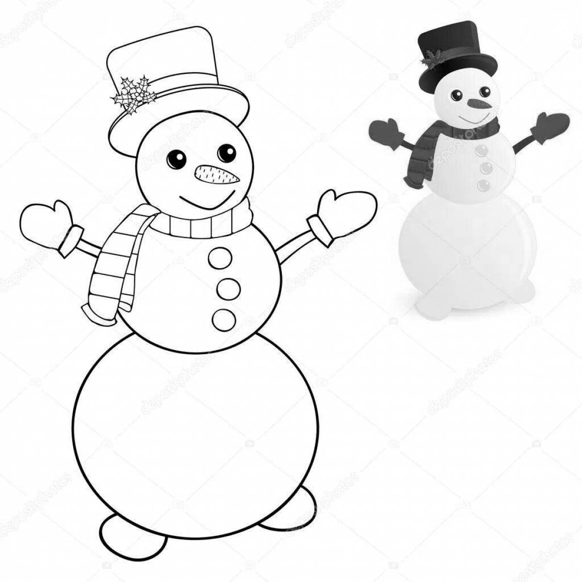 Vivacious coloring page funny snowman for kids