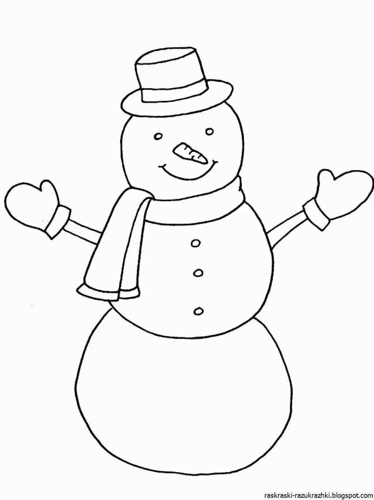 Озорная раскраска смешной снеговик для детей