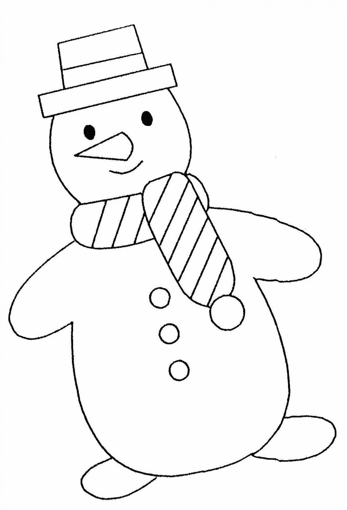 Комическая раскраска смешной снеговик для детей