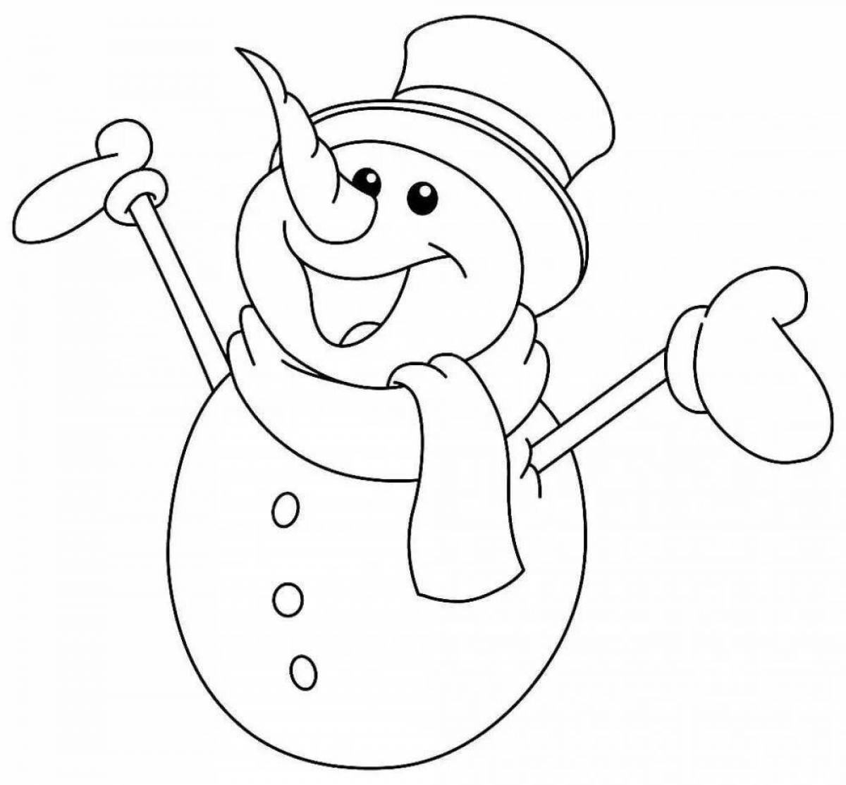 Funky coloring page funny snowman for kids