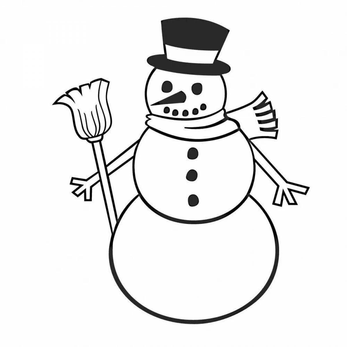 Волшебная раскраска смешной снеговик для детей