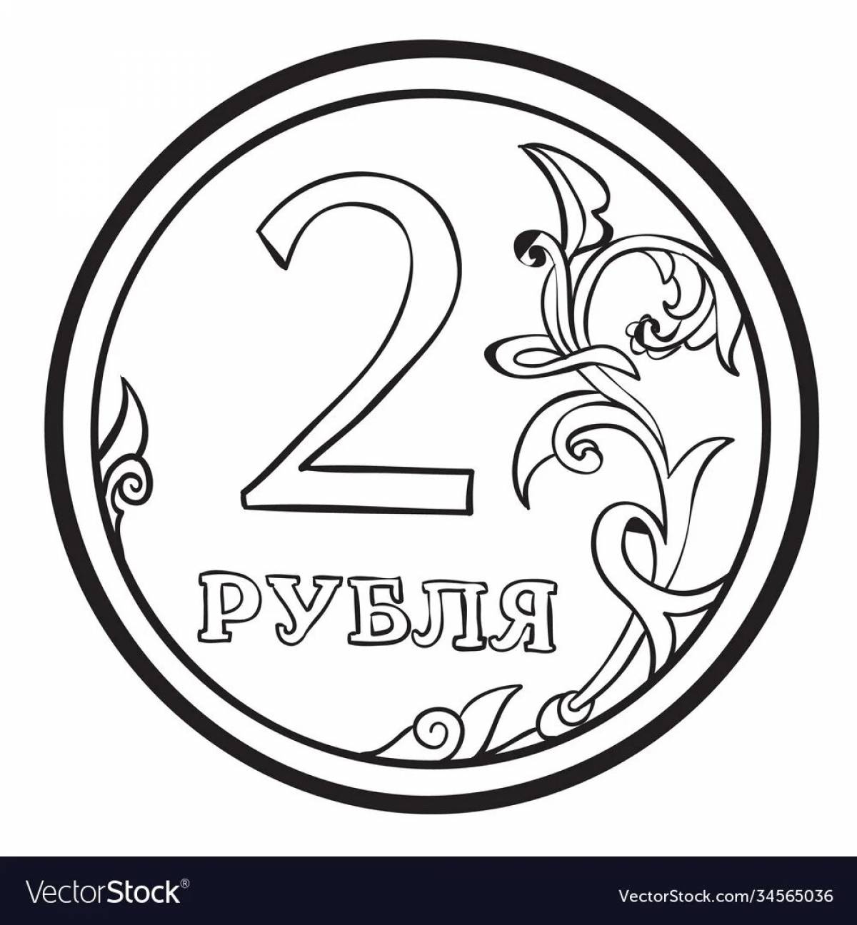 Joyful money rubles coloring for juniors