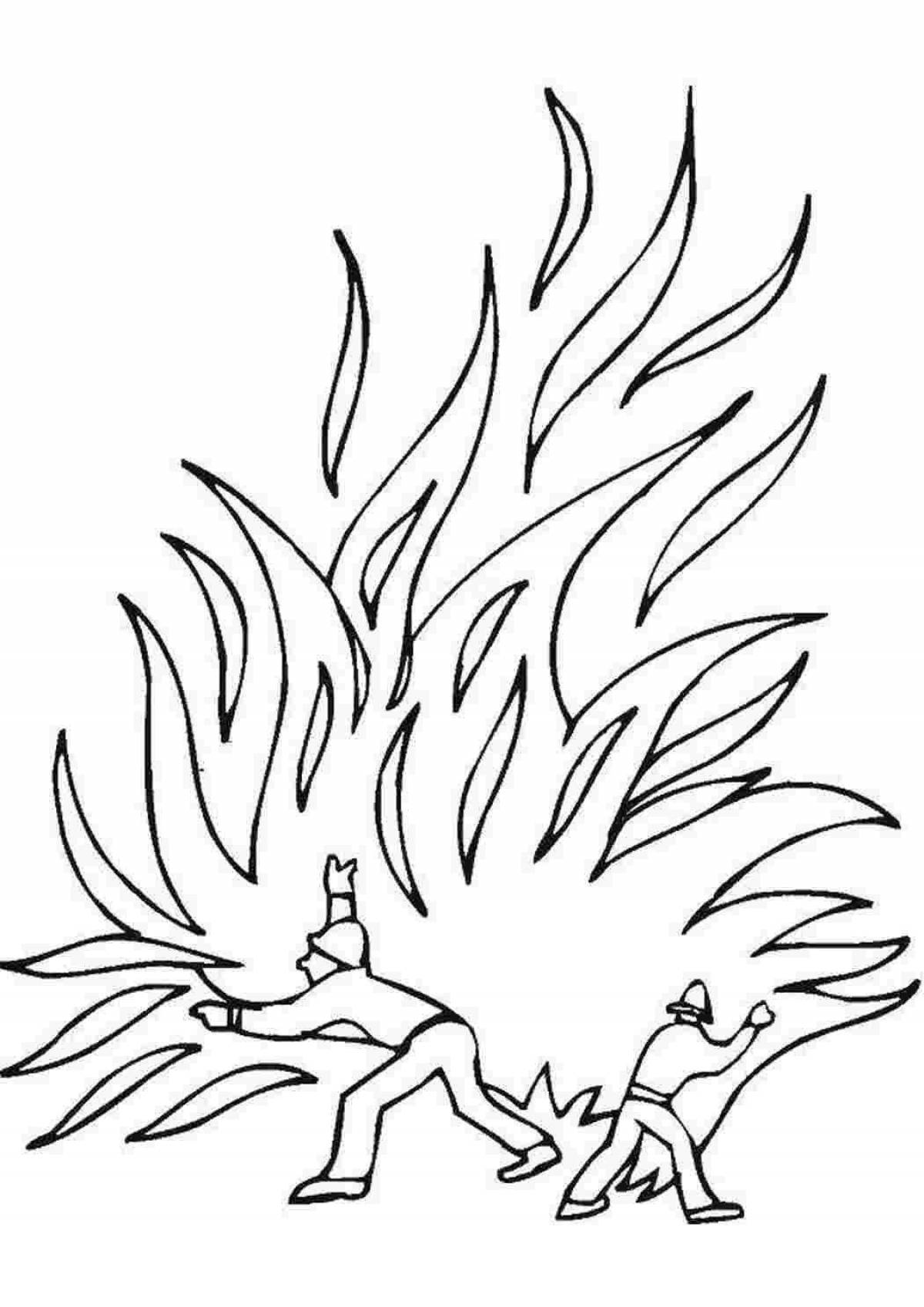 Photo Coloring book blazing flames for kids