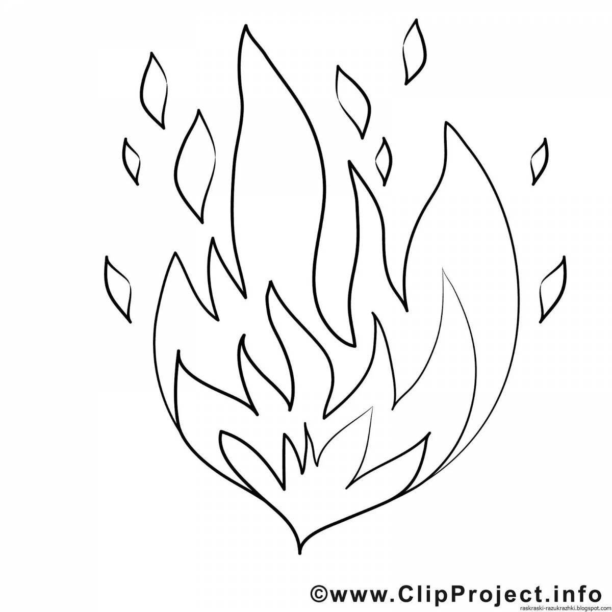 Glowing flame coloring page for kids