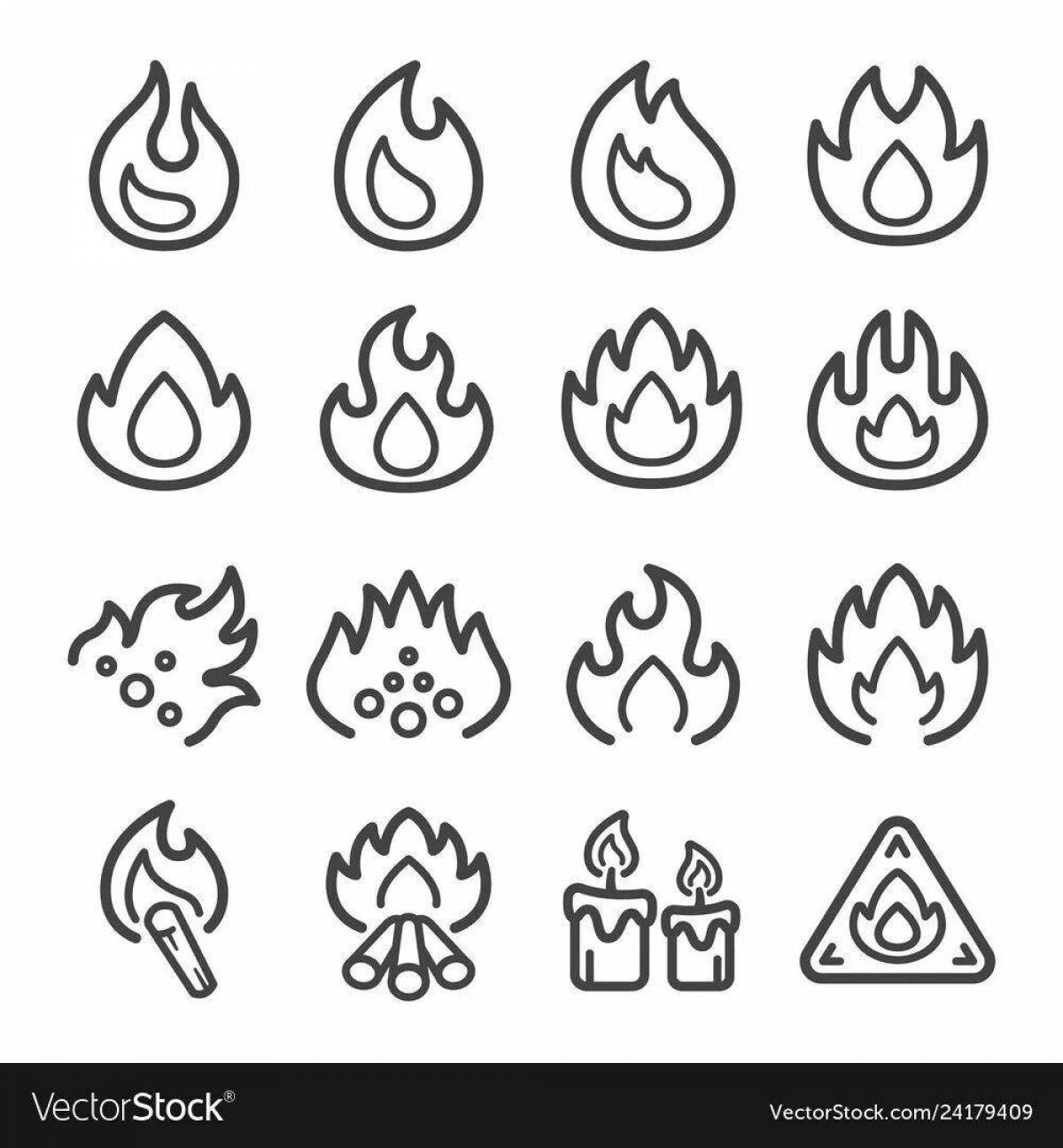 Photo Coloring book dazzling flame for children