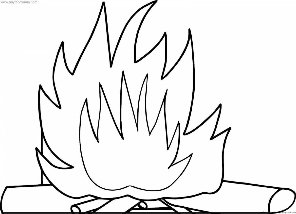 Fire flame coloring page for kids