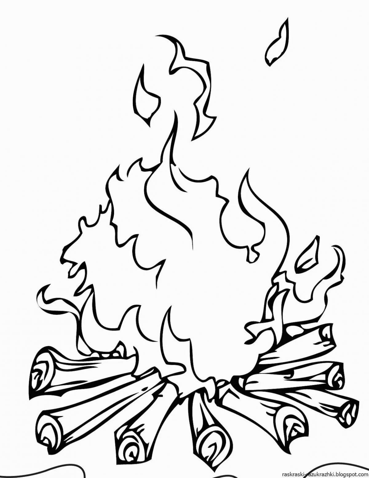 Анимированная страница раскраски пламени для детей