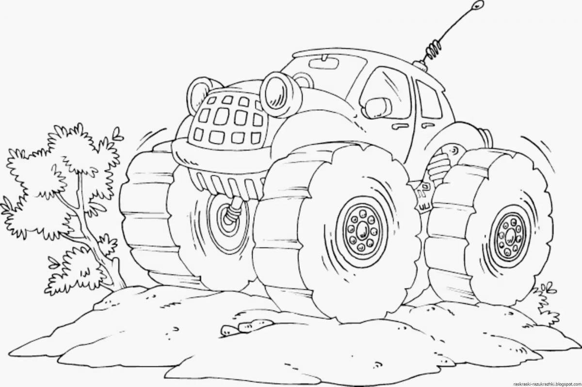 Coloring page charming cars for 5 years