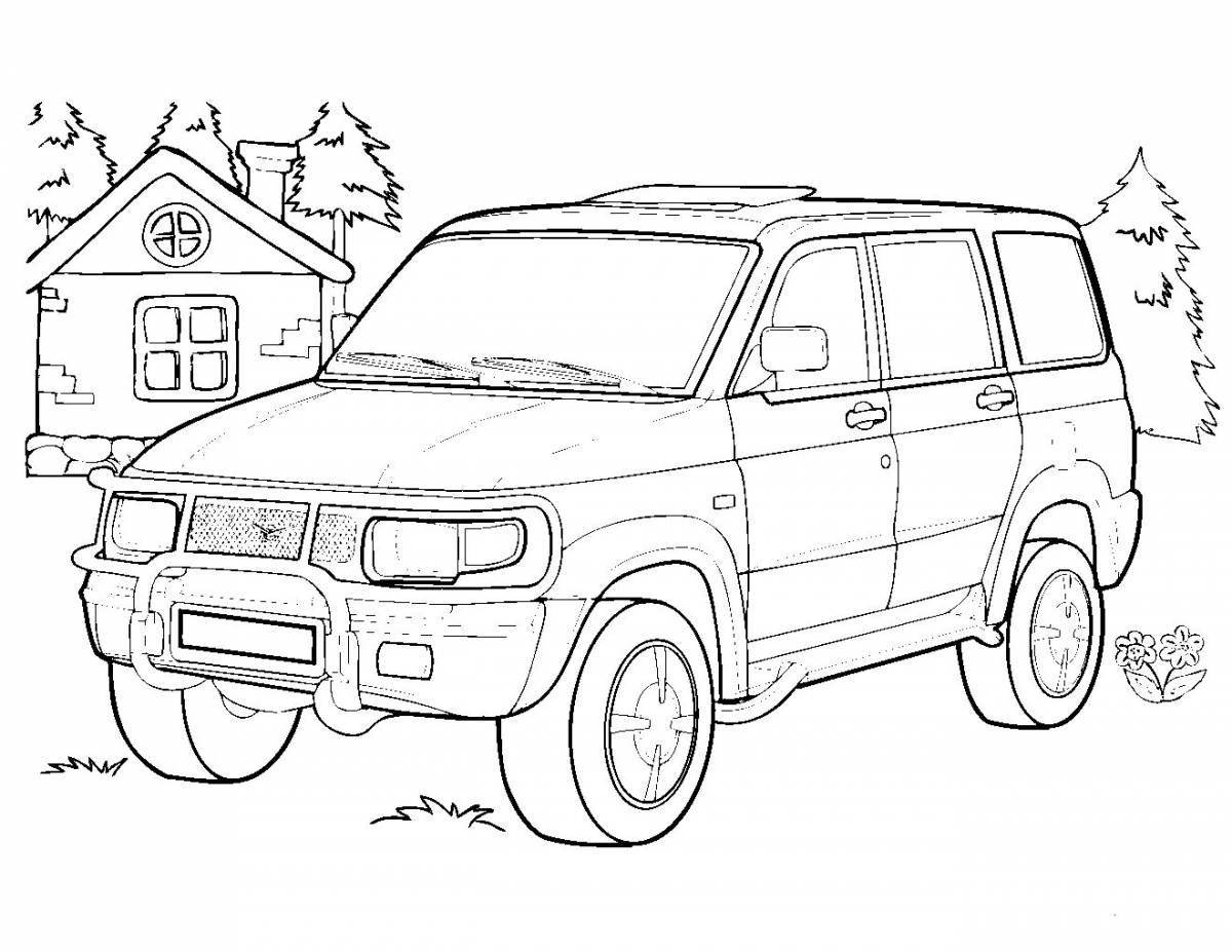 Coloring pages with amazing cars for 5 years