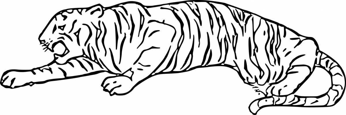 Glittering Amur tiger coloring page