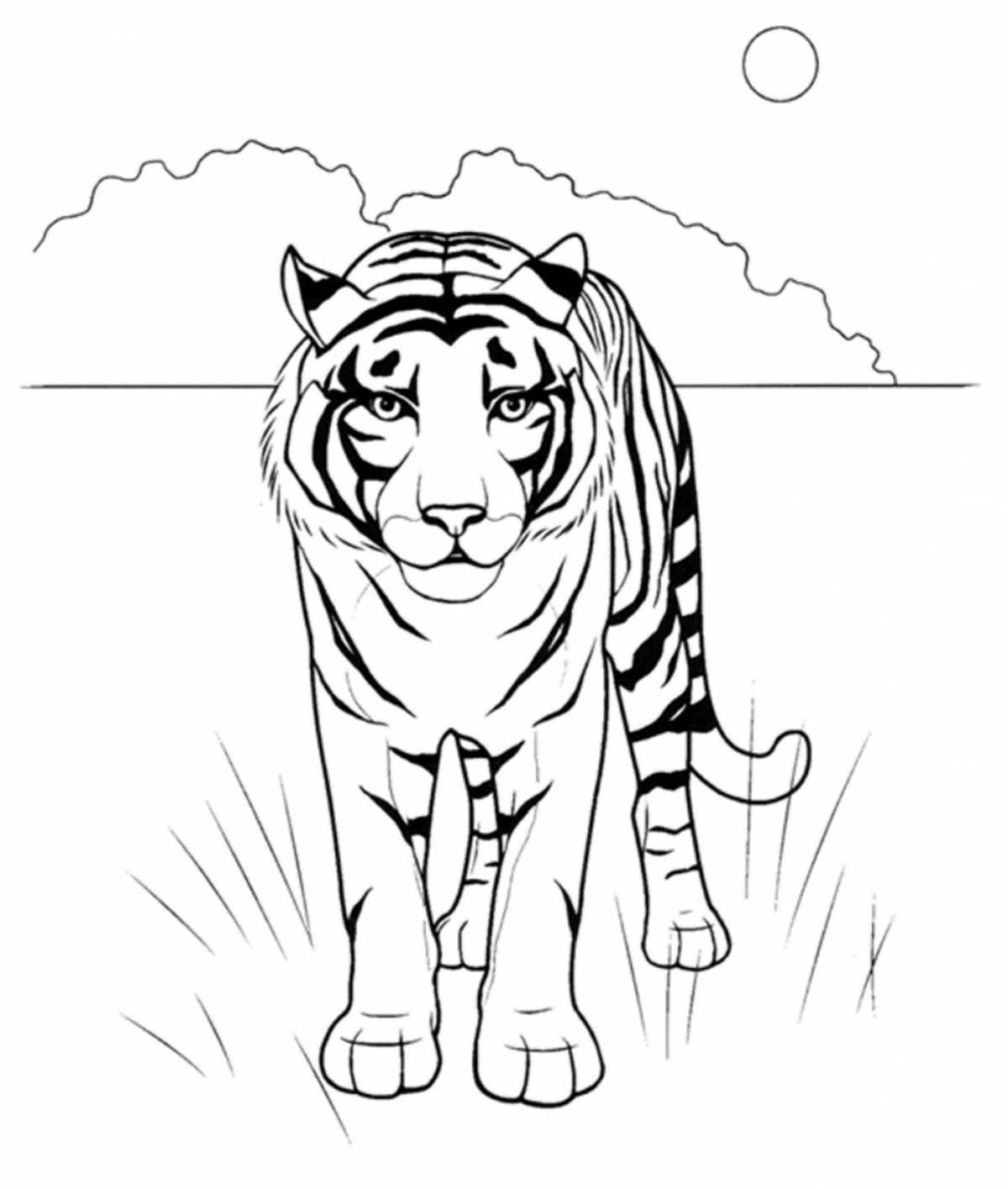 Coloring book beckoning Amur tiger