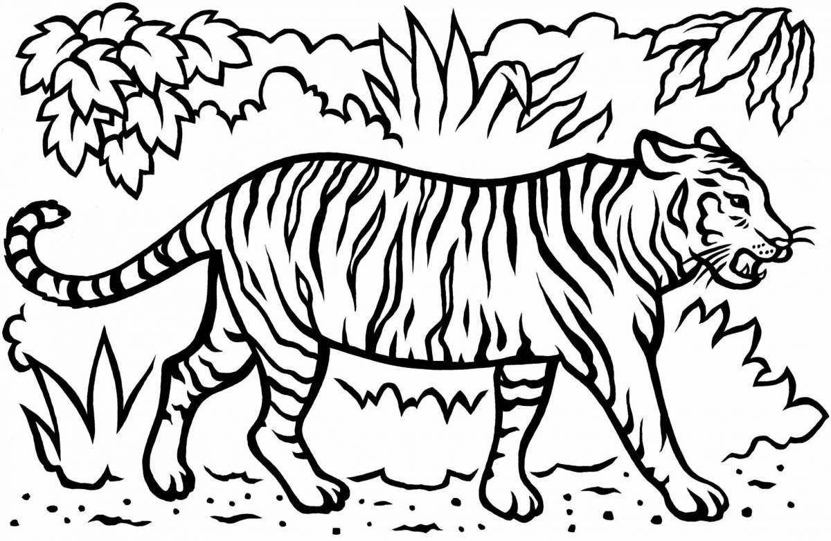 Coloring book wonderful siberian tiger