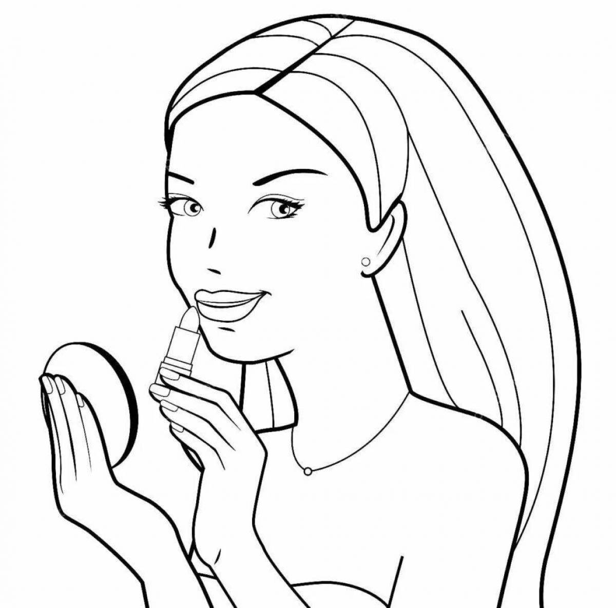 Barbie face makeup coloring book