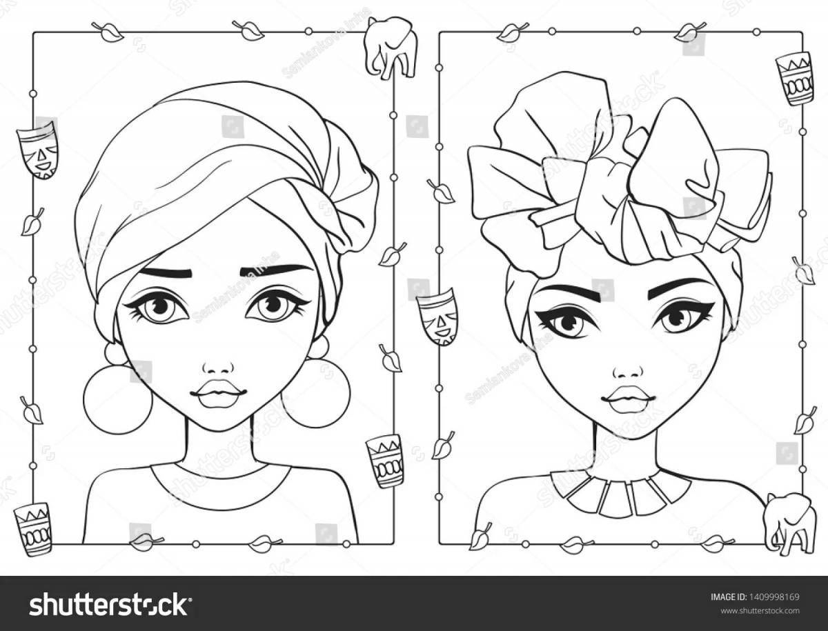 Serene coloring page barbie face makeup