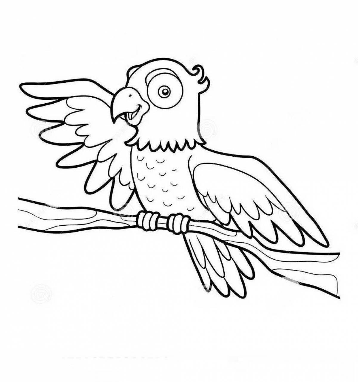 Раскраска радостный попугай ара для детей