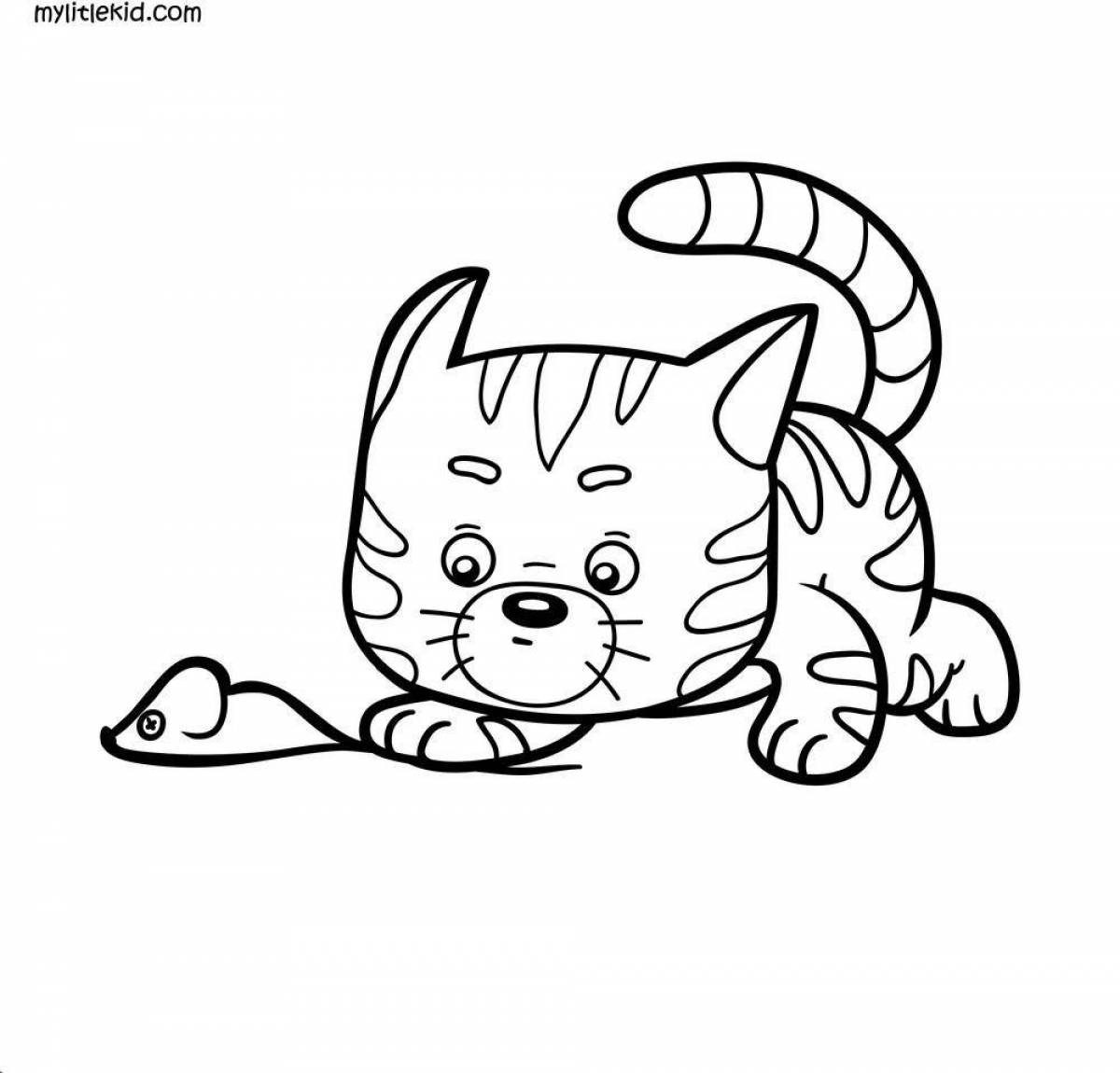 Cute kitten coloring for kids