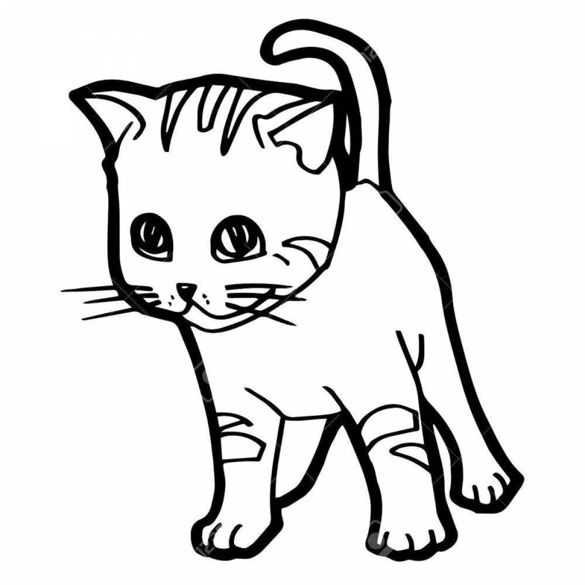 Playful kitten coloring for kids