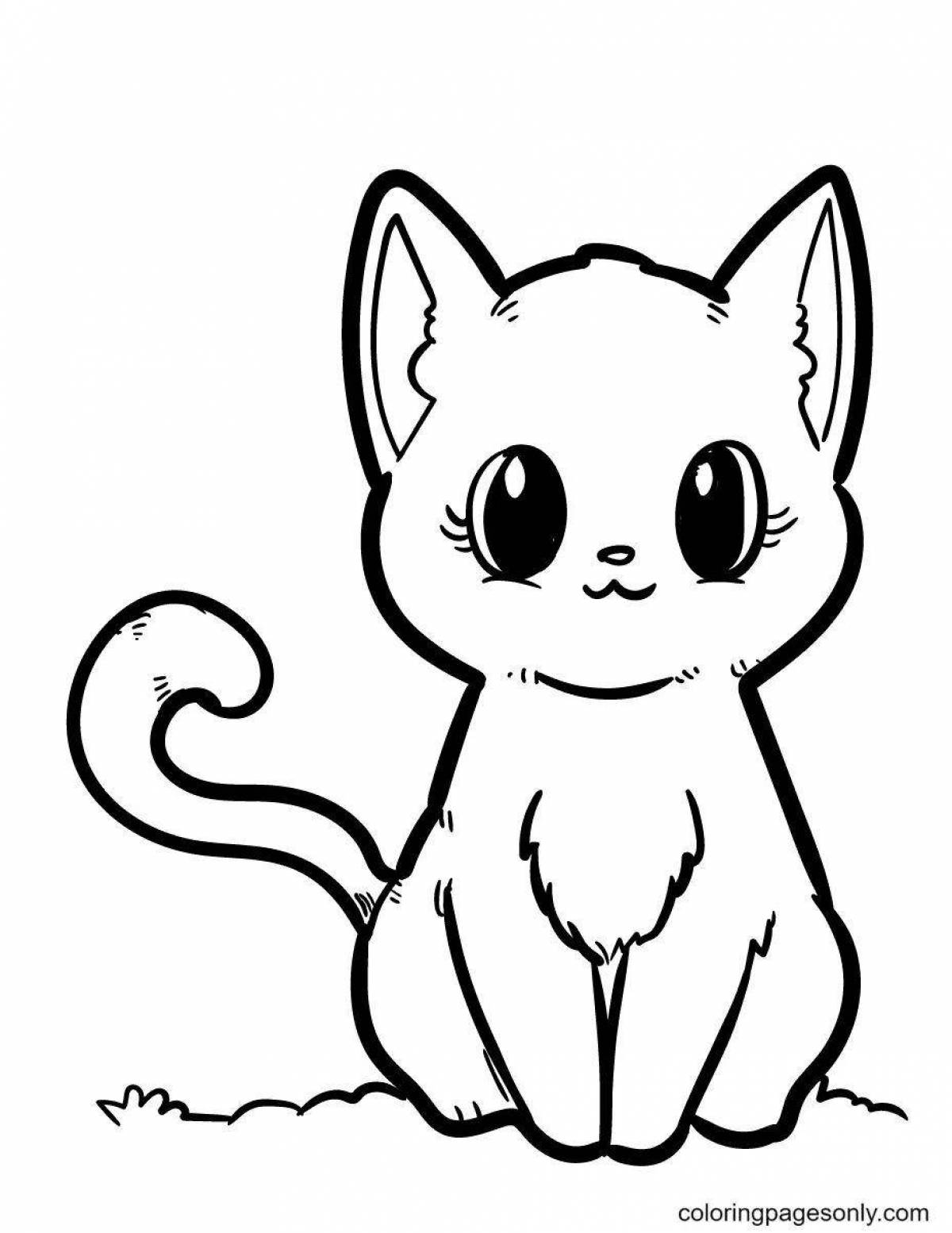 Радостный котенок раскраски для детей