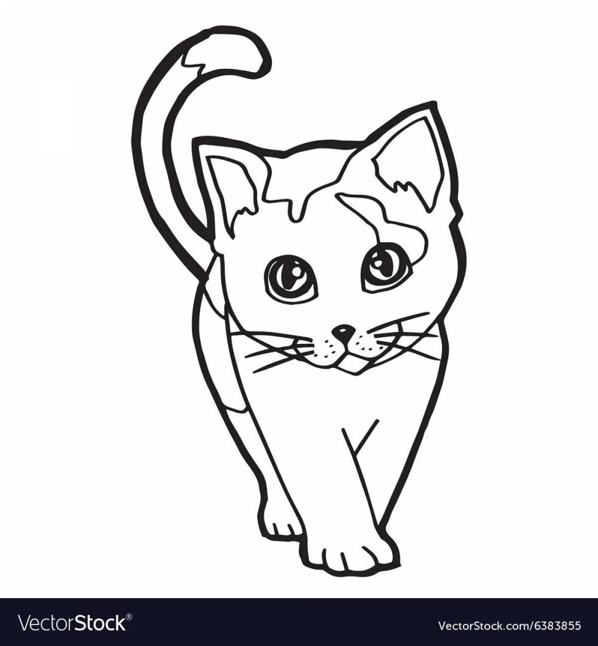 Раскраска котенок с короткой шерстью для детей