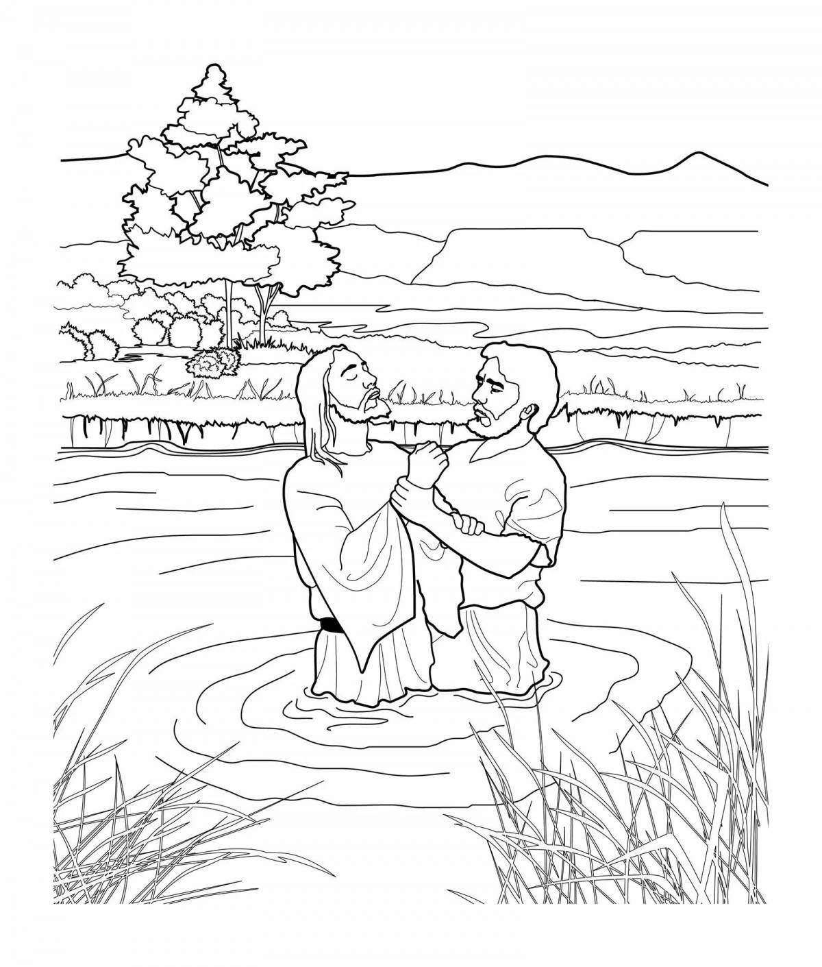 Luminous jesus baptism coloring book for kids