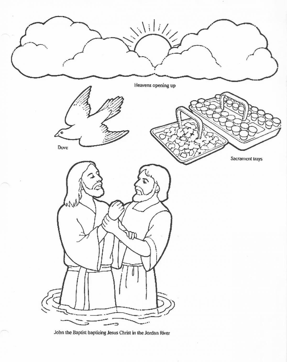 Beautiful jesus baptism coloring book for kids