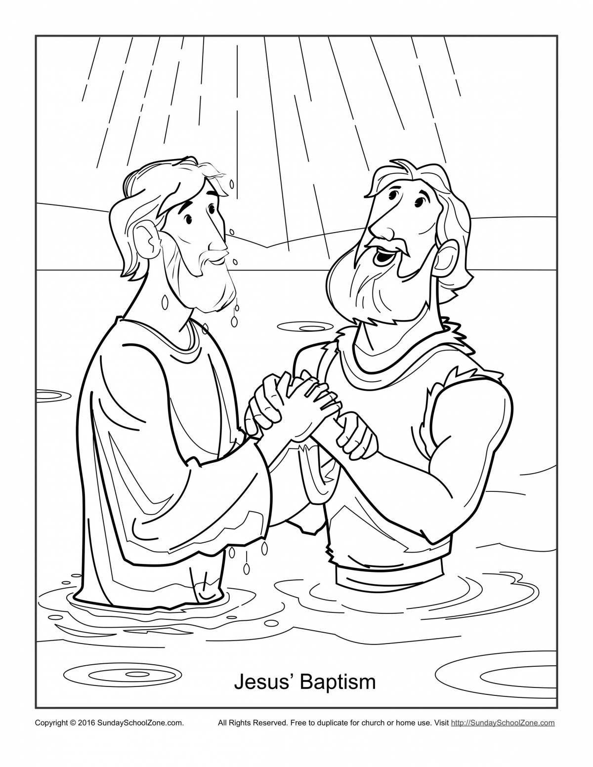 Jesus christ baptism fun coloring book for kids