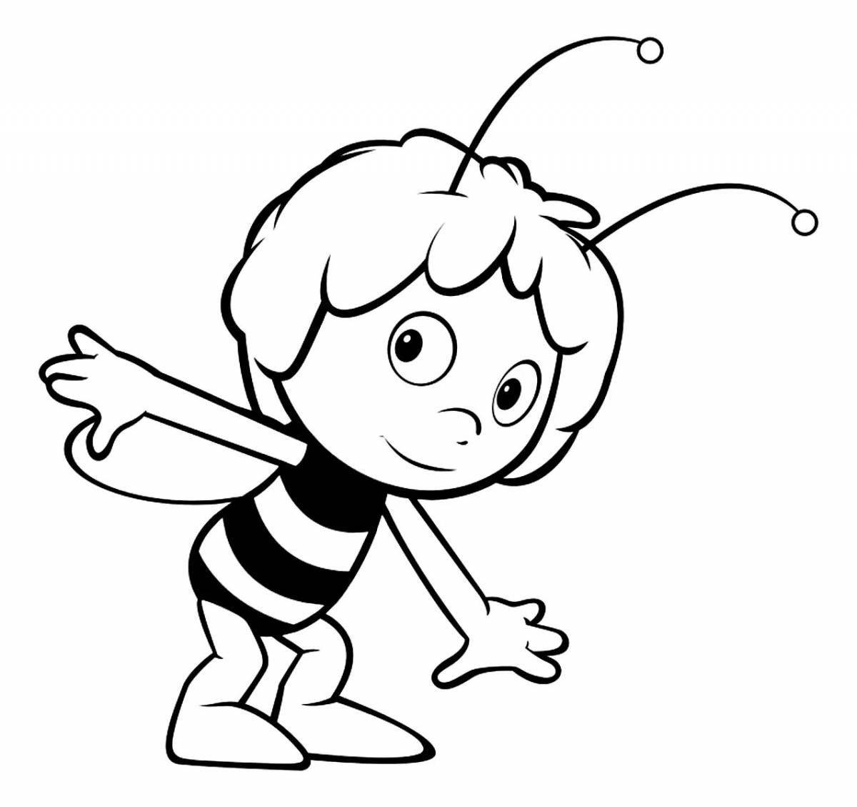 Maya bee playful coloring page for kids