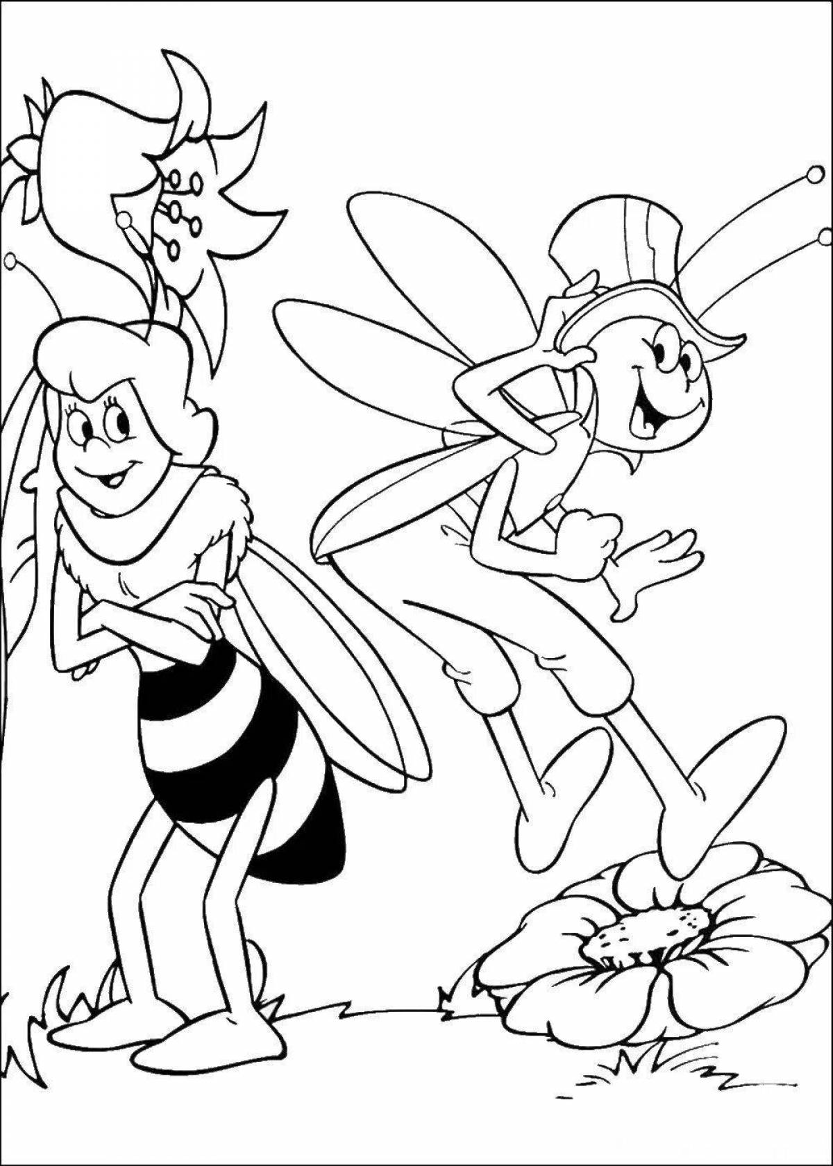 Adorable Maya bee coloring book for kids