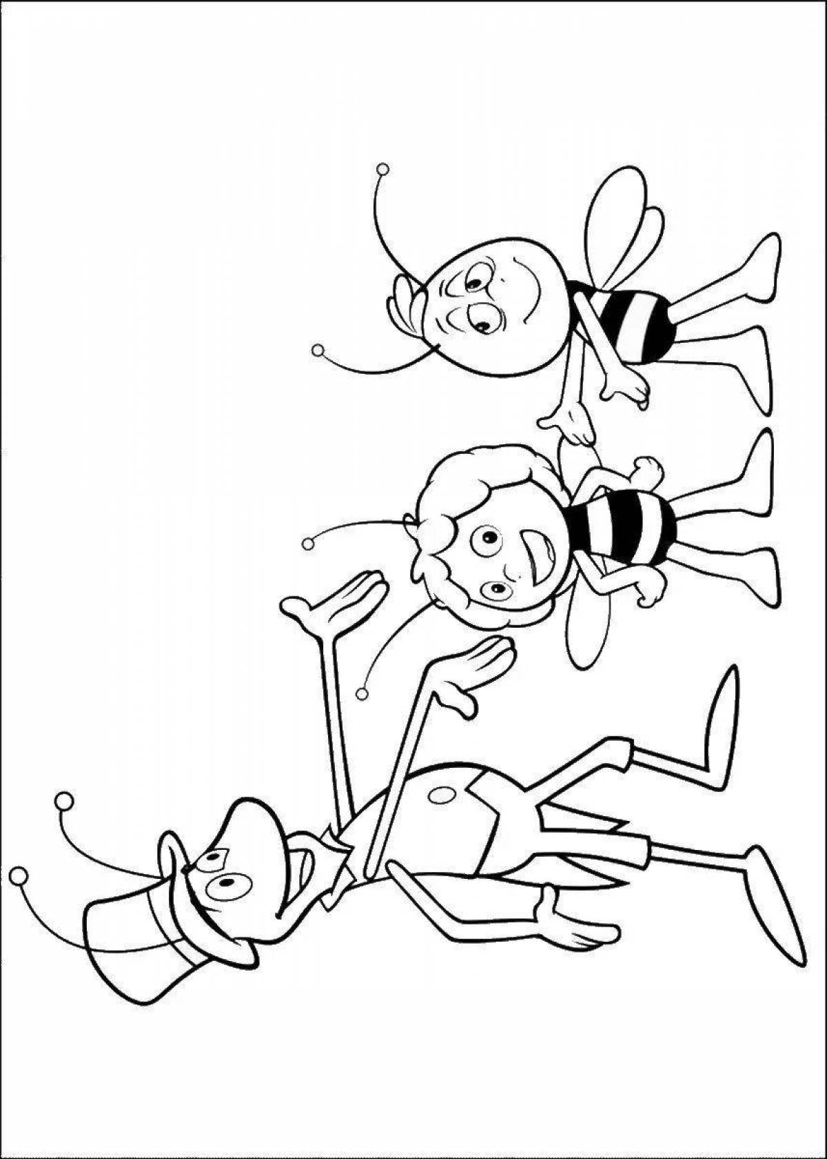 Забавная раскраска пчёл майя для детей