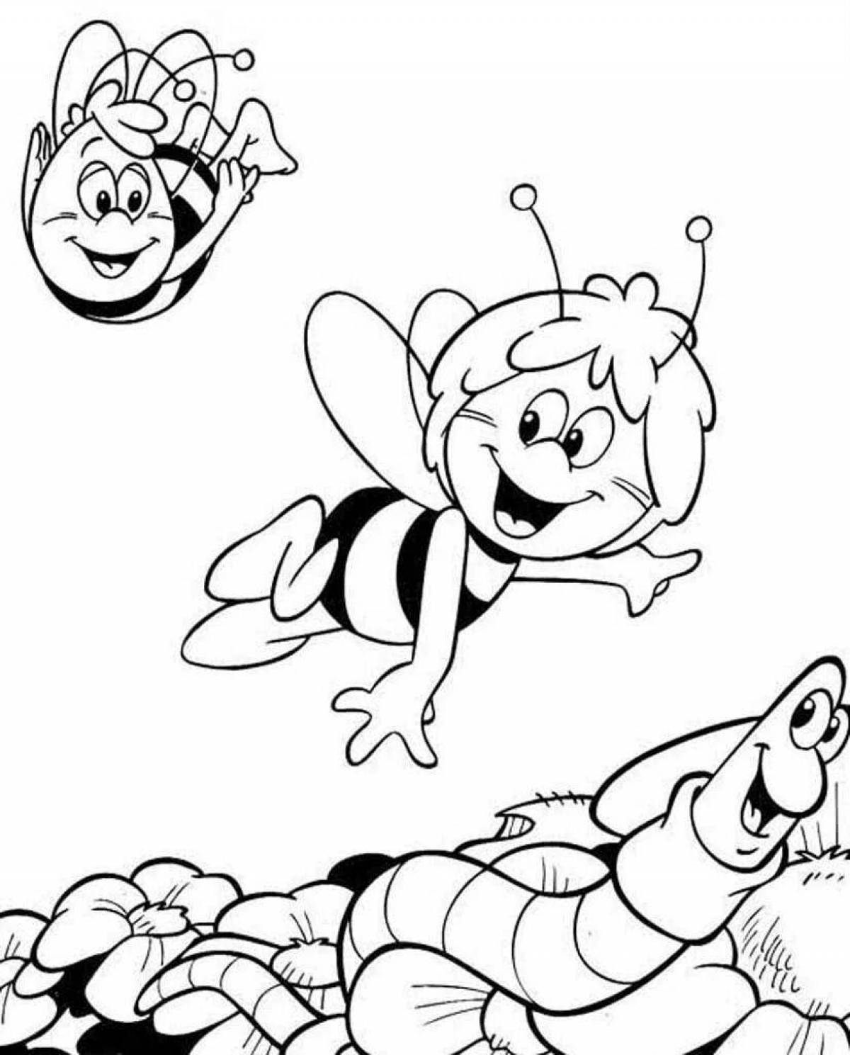 Творческая раскраска пчелы майя для детей