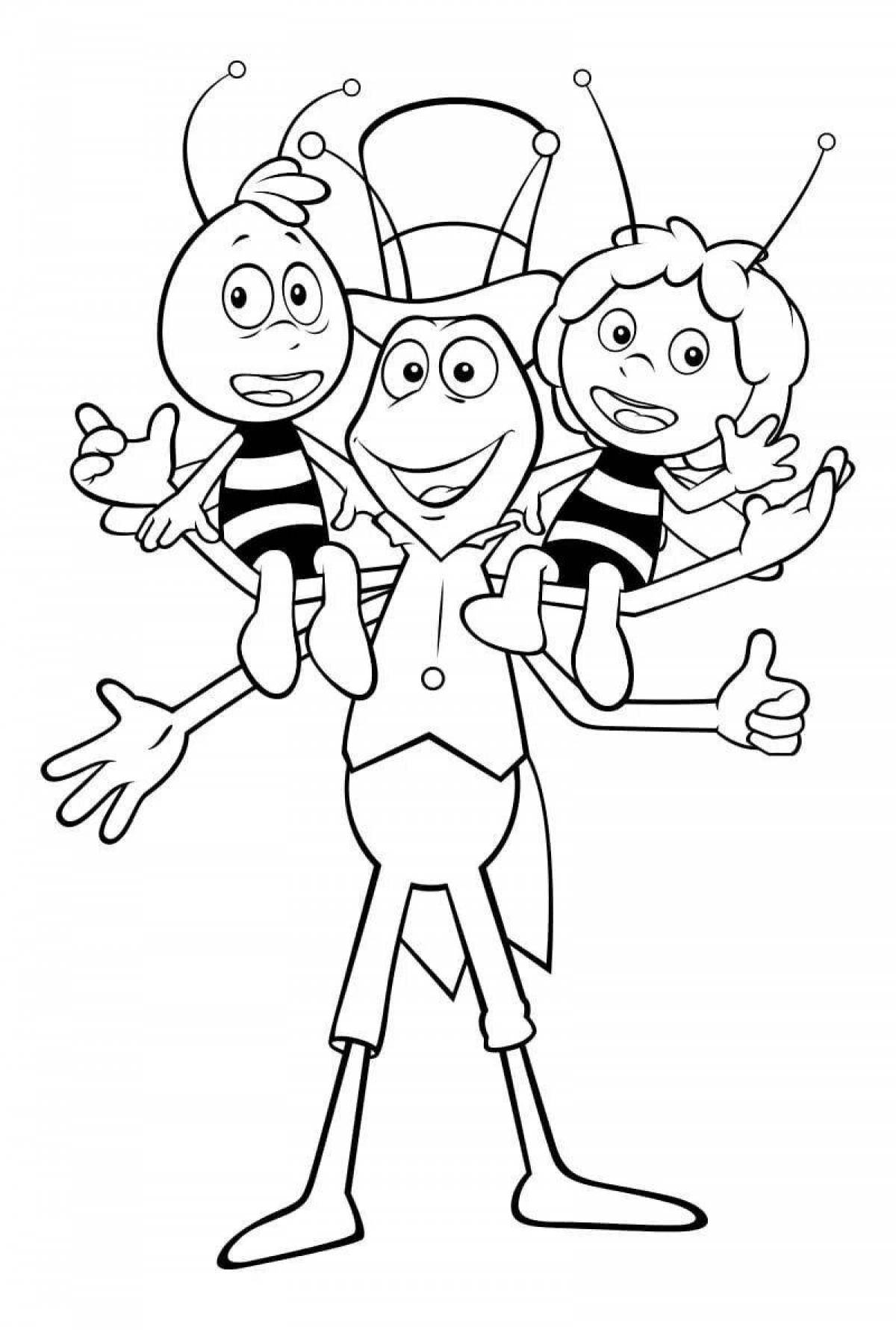 Colorific maya bee coloring page for kids