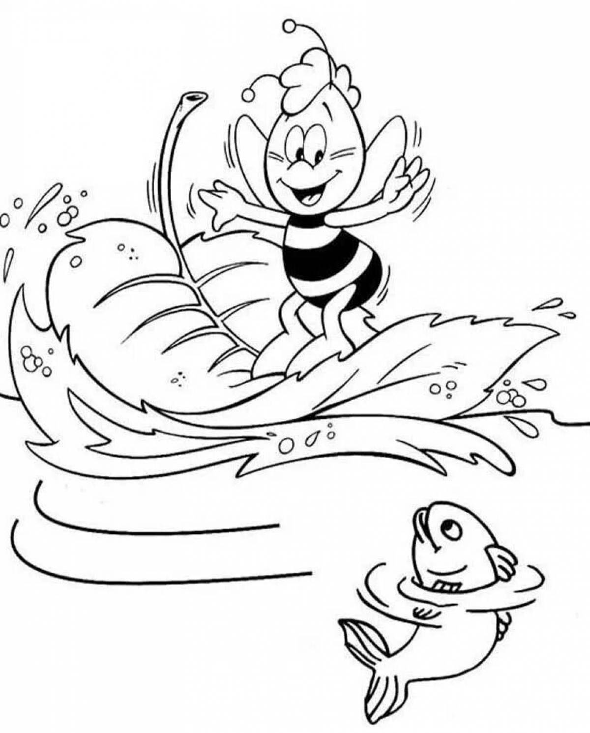 Color-fantastic maya bee coloring page for kids