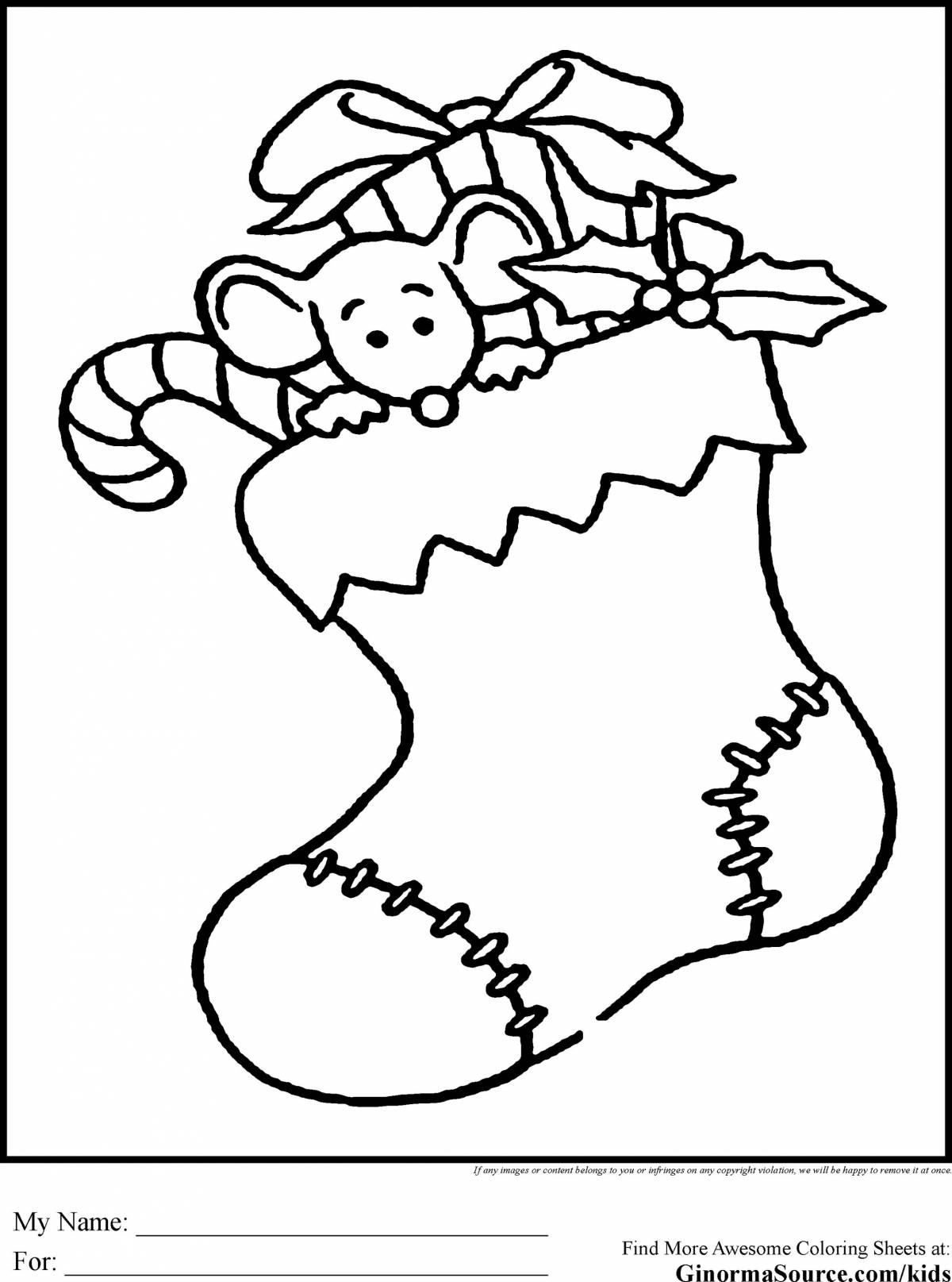 Christmas boot coloring page