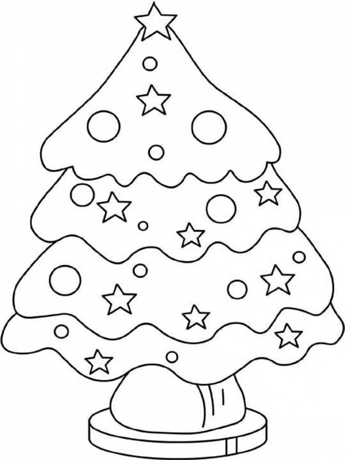 Sparkling Christmas tree coloring book for kids