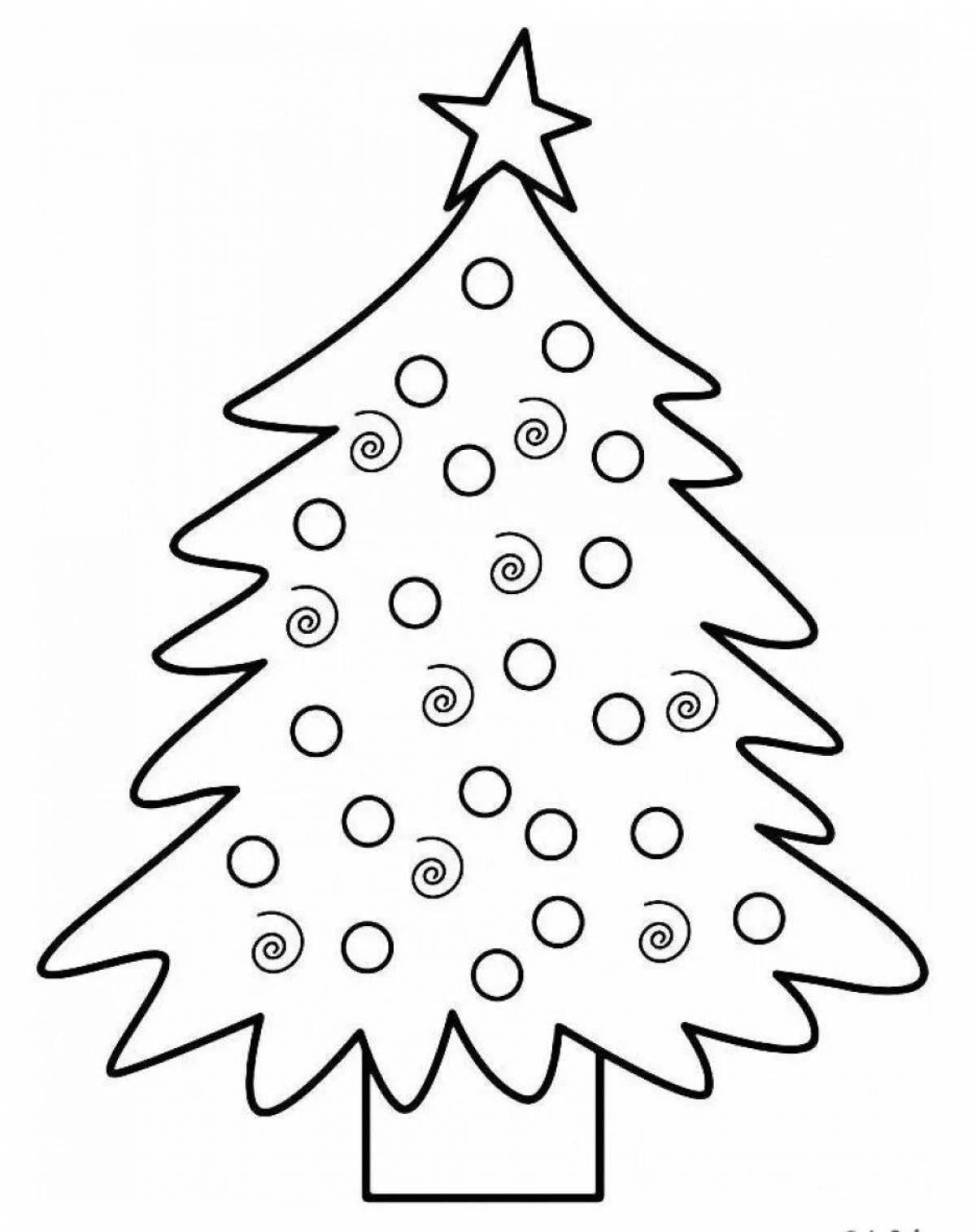 Shiny Christmas tree coloring book for kids