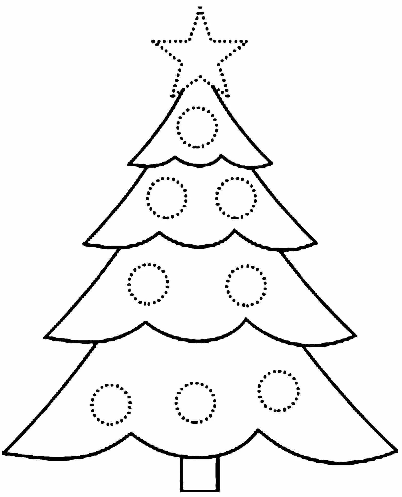 Brightly lit Christmas tree coloring book for kids