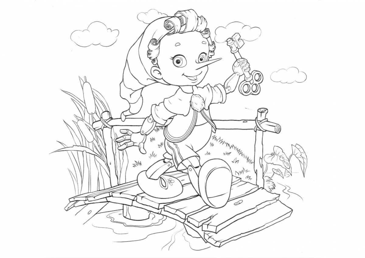 Coloring page playful pinocchio