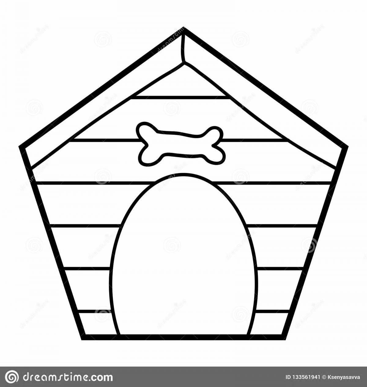 Colourful dog house coloring book for kids