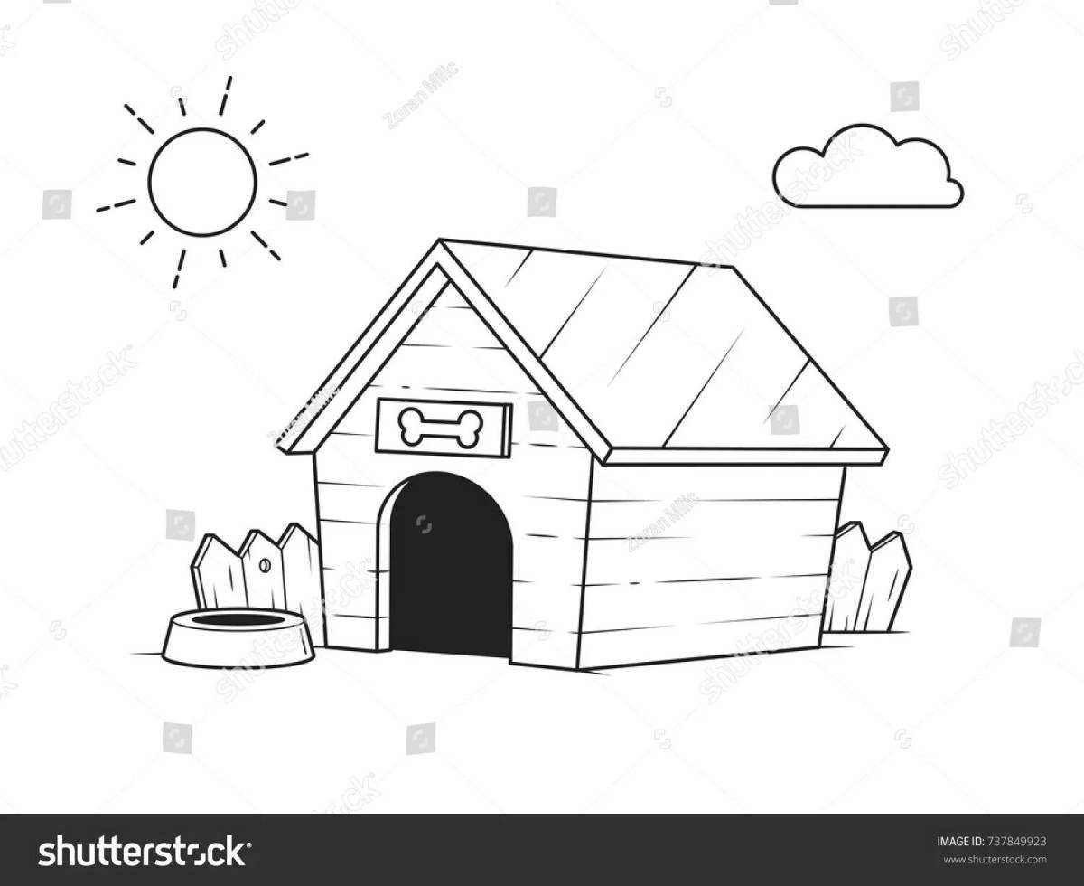 Cute dog house coloring book for kids