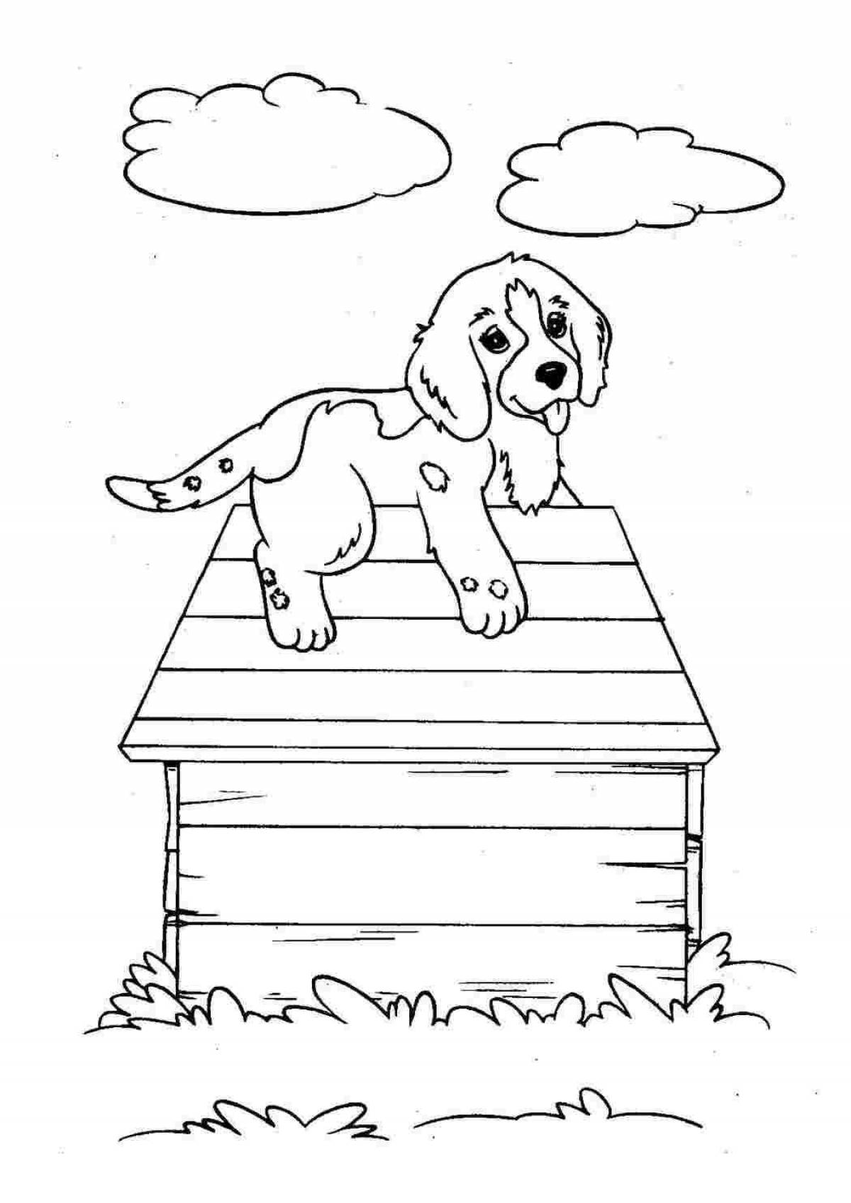 Colorful doghouse coloring book for kids