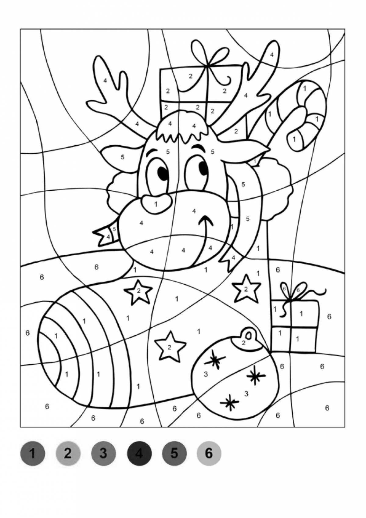 Radiant coloring by numbers winter for kids