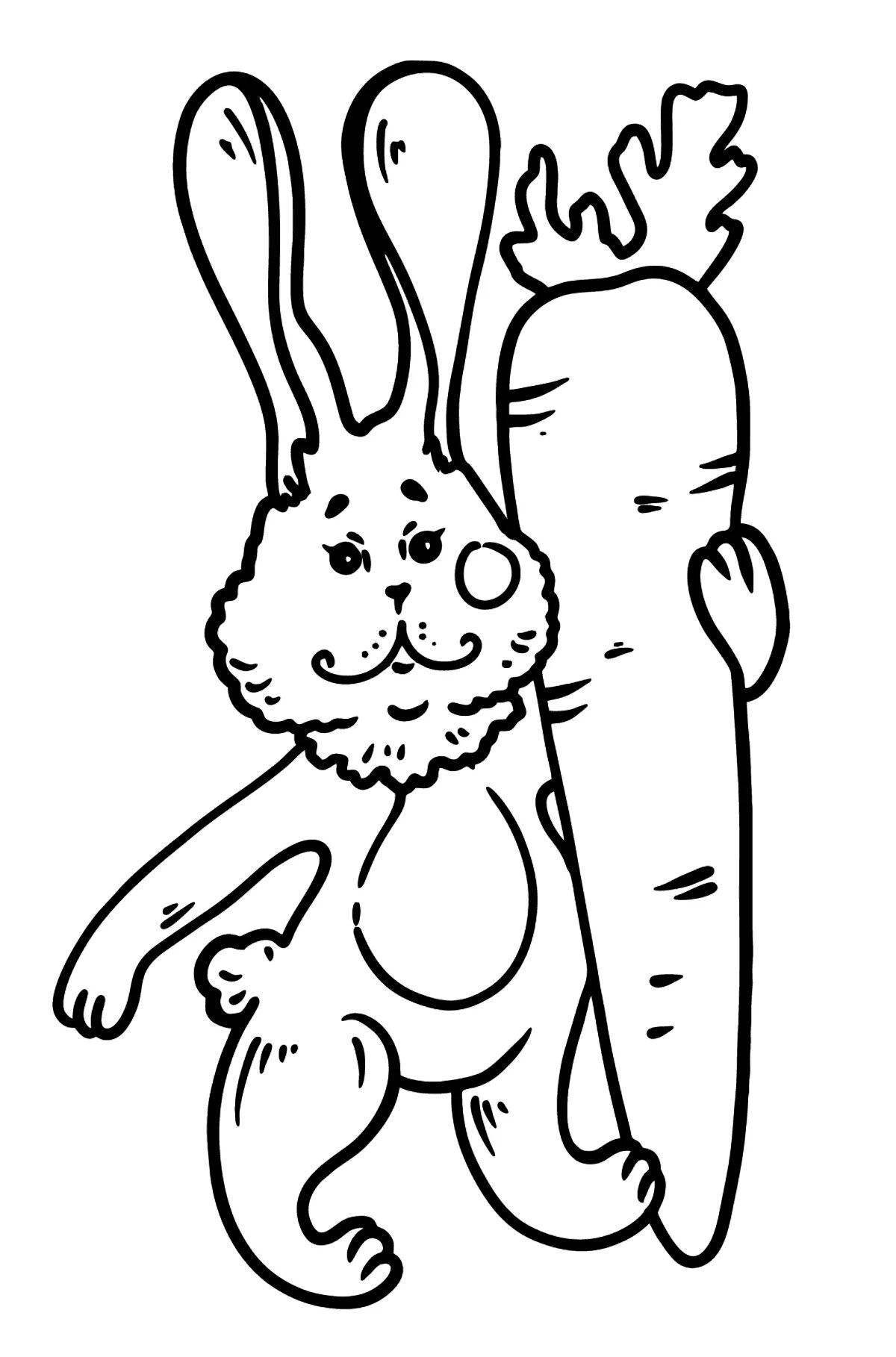 Красочная раскраска кролик с морковкой для детей