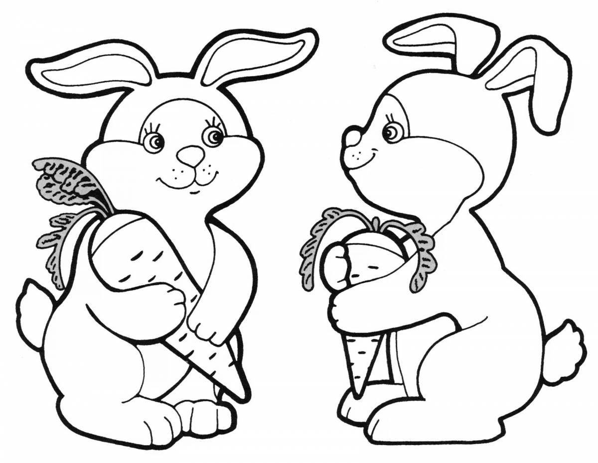 Coloring rabbit with a carrot for children