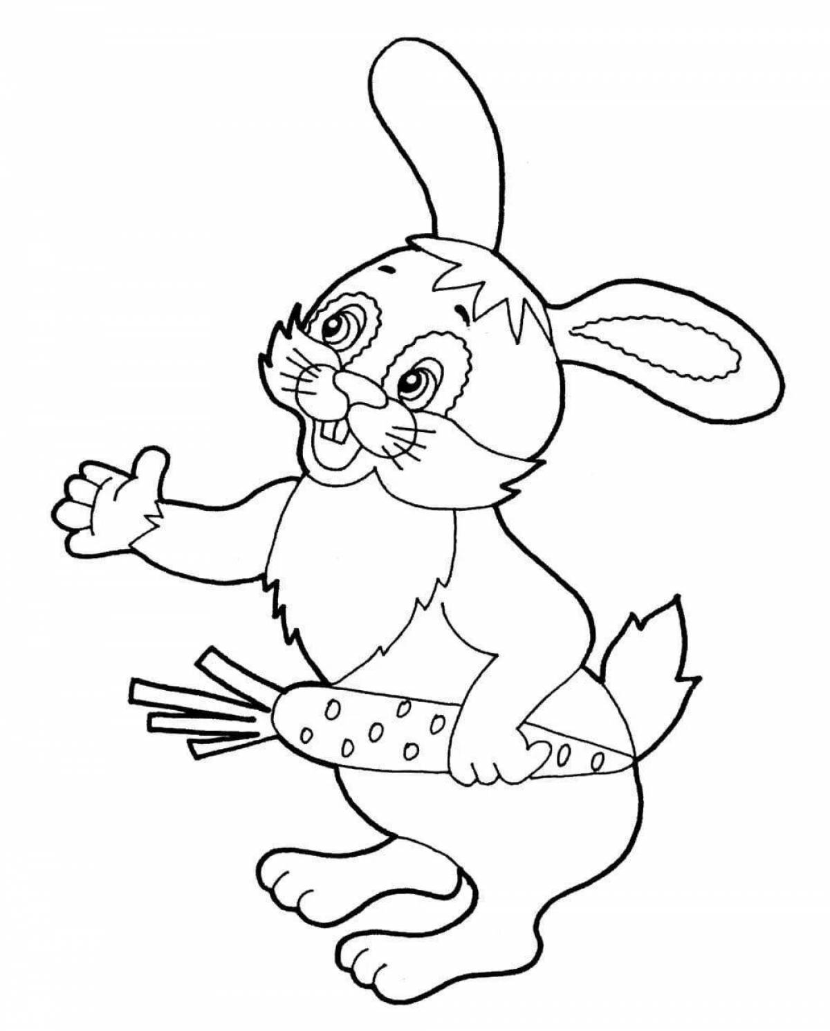 Sunny coloring rabbit with a carrot for children
