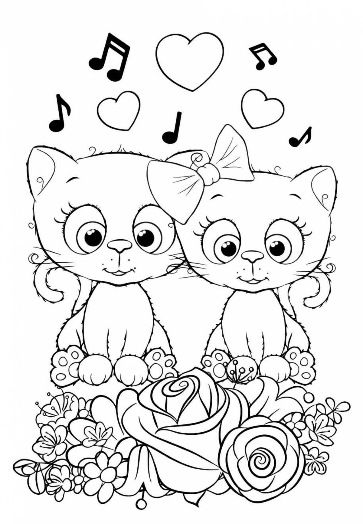 Sweet cute cat coloring book for kids