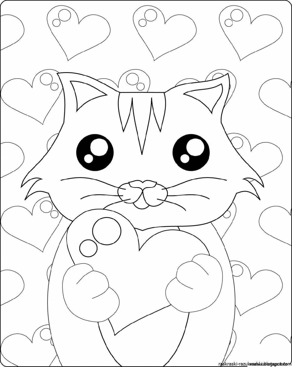 Cute cat fun coloring book for kids