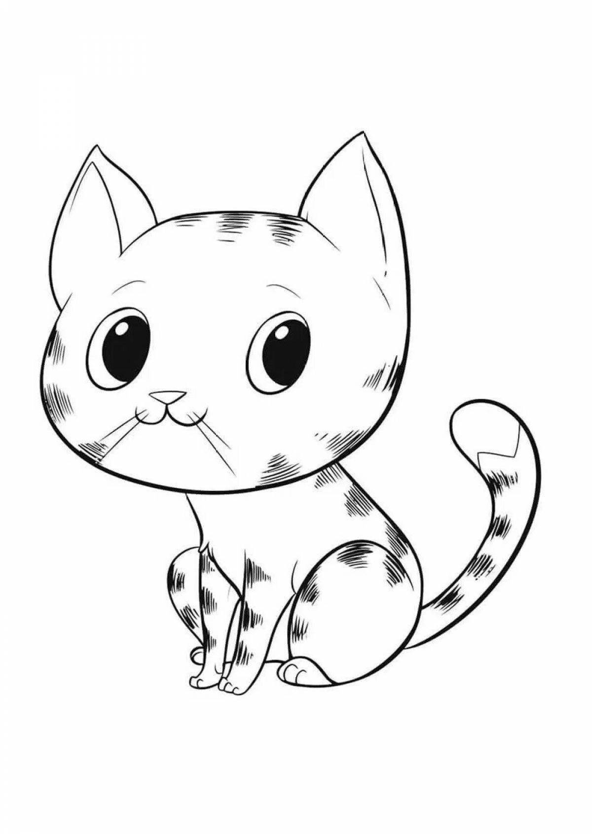 Pretty cute cat coloring for kids